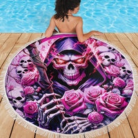 Reaper Skull Beach Blanket Warning This Tattooed Girl Doesn't Play Well With Stupid People - Wonder Print Shop