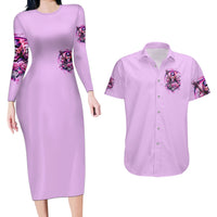 Reaper Skull Couples Matching Long Sleeve Bodycon Dress and Hawaiian Shirt Warning This Tattooed Girl Doesn't Play Well With Stupid People - Wonder Print Shop