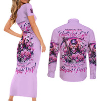 Reaper Skull Couples Matching Short Sleeve Bodycon Dress and Long Sleeve Button Shirt Warning This Tattooed Girl Doesn't Play Well With Stupid People - Wonder Print Shop