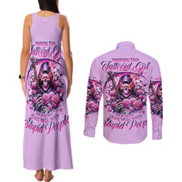 Reaper Skull Couples Matching Tank Maxi Dress and Long Sleeve Button Shirt Warning This Tattooed Girl Doesn't Play Well With Stupid People - Wonder Print Shop