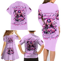 Reaper Skull Family Matching Long Sleeve Bodycon Dress and Hawaiian Shirt Warning This Tattooed Girl Doesn't Play Well With Stupid People - Wonder Print Shop