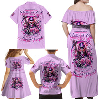 Reaper Skull Family Matching Off Shoulder Maxi Dress and Hawaiian Shirt Warning This Tattooed Girl Doesn't Play Well With Stupid People - Wonder Print Shop