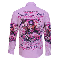 Reaper Skull Family Matching Short Sleeve Bodycon Dress and Hawaiian Shirt Warning This Tattooed Girl Doesn't Play Well With Stupid People - Wonder Print Shop