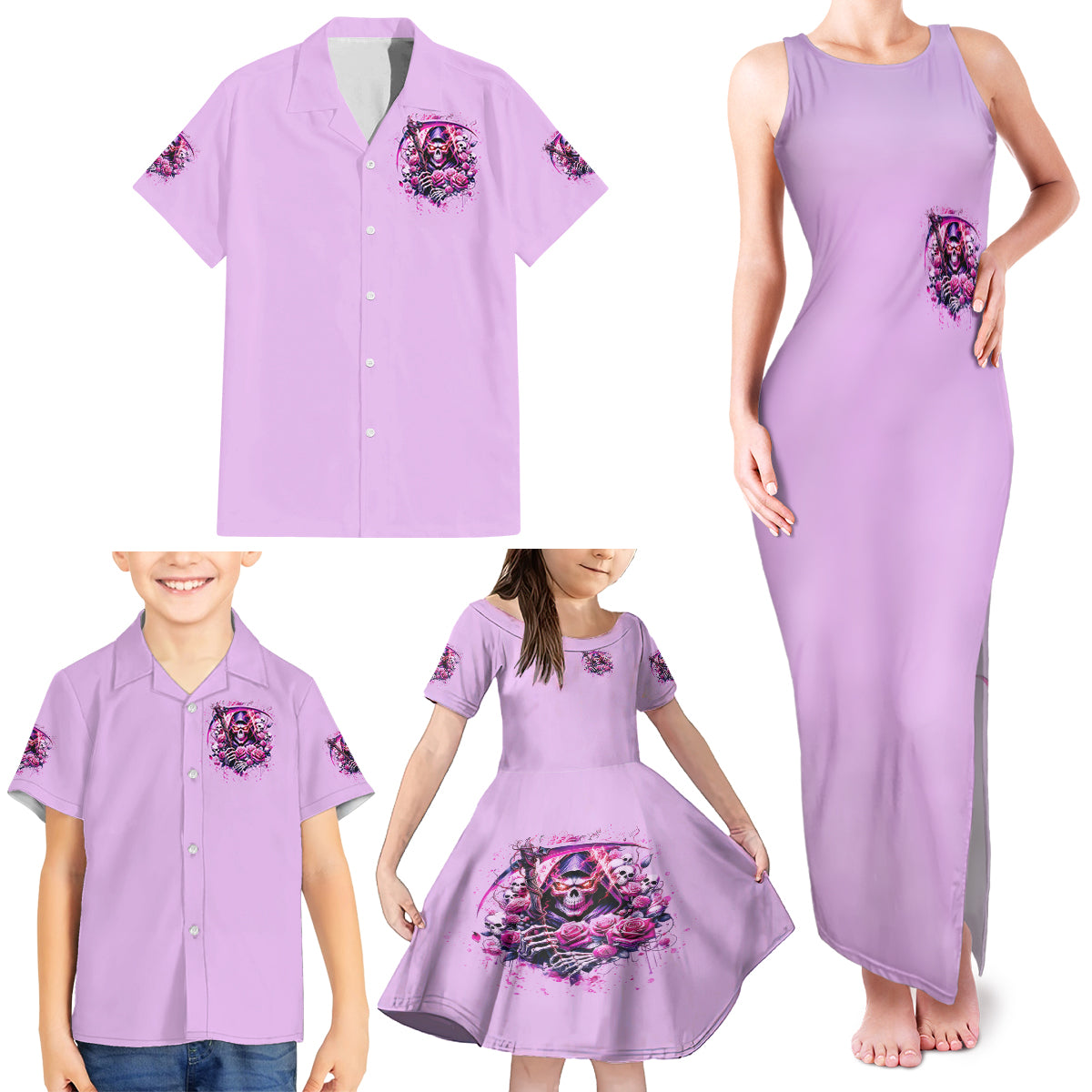 Reaper Skull Family Matching Tank Maxi Dress and Hawaiian Shirt Warning This Tattooed Girl Doesn't Play Well With Stupid People - Wonder Print Shop