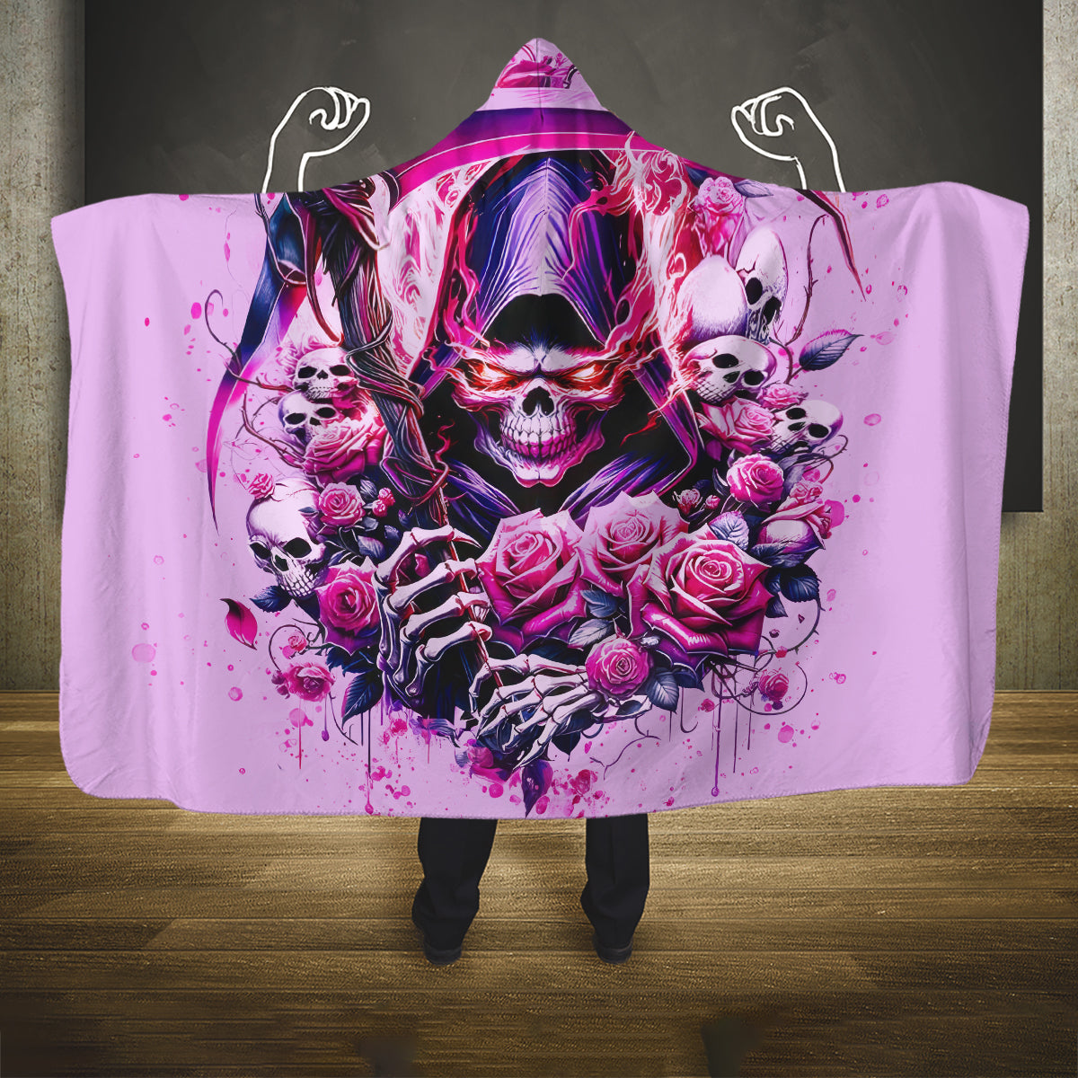 Reaper Skull Hooded Blanket Warning This Tattooed Girl Doesn't Play Well With Stupid People