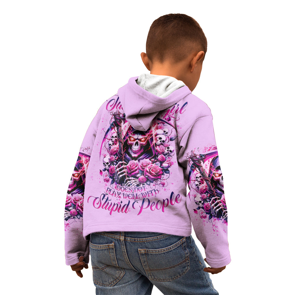 Reaper Skull Kid Hoodie Warning This Tattooed Girl Doesn't Play Well With Stupid People - Wonder Print Shop
