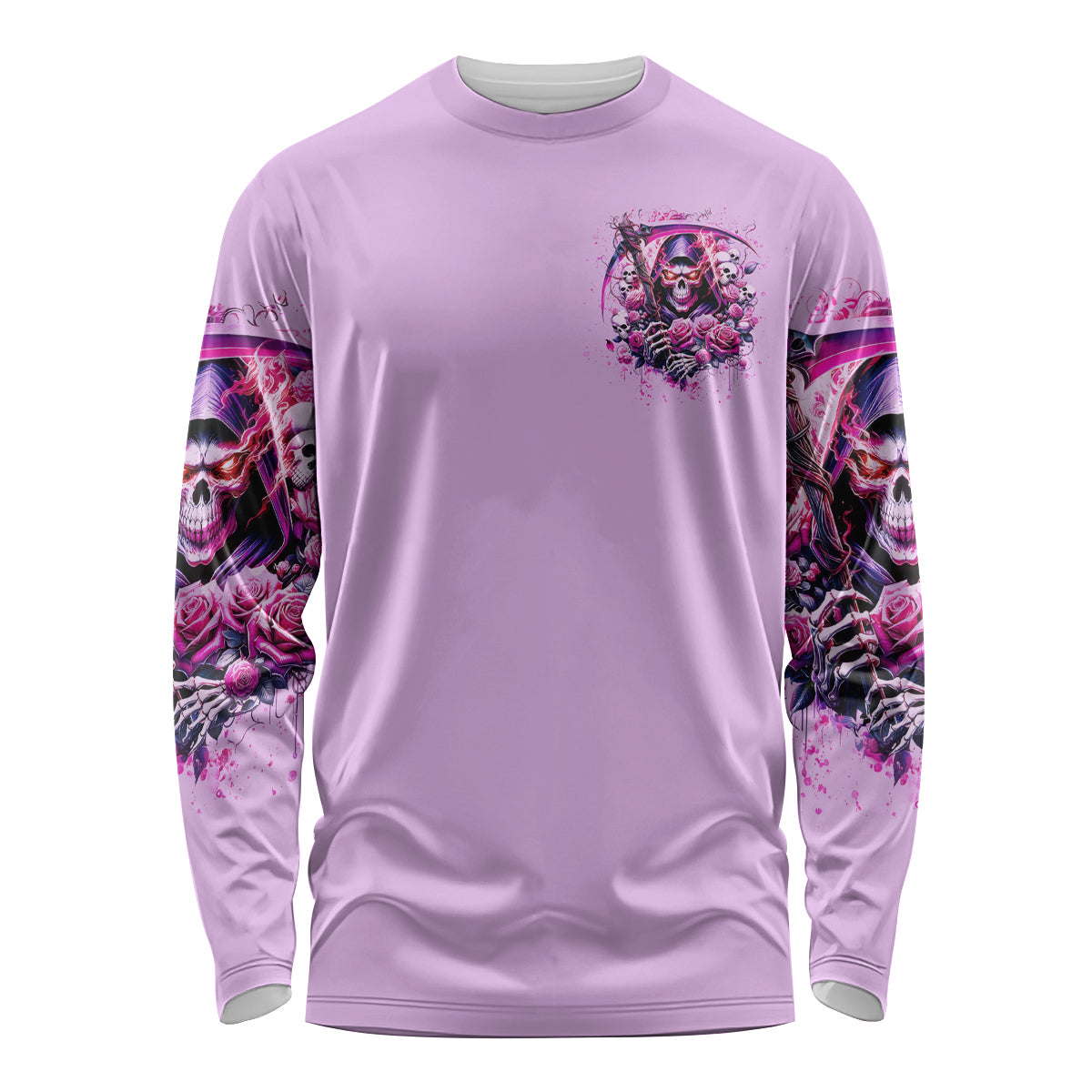 Reaper Skull Long Sleeve Shirt Warning This Tattooed Girl Doesn't Play Well With Stupid People - Wonder Print Shop