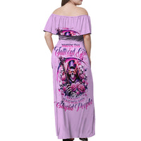 Reaper Skull Off Shoulder Maxi Dress Warning This Tattooed Girl Doesn't Play Well With Stupid People - Wonder Print Shop