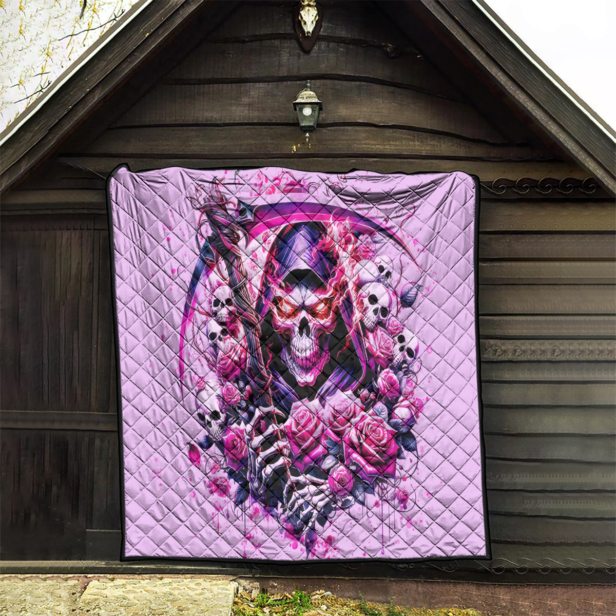 Reaper Skull Quilt Warning This Tattooed Girl Doesn't Play Well With Stupid People - Wonder Print Shop