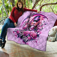 Reaper Skull Quilt Warning This Tattooed Girl Doesn't Play Well With Stupid People - Wonder Print Shop