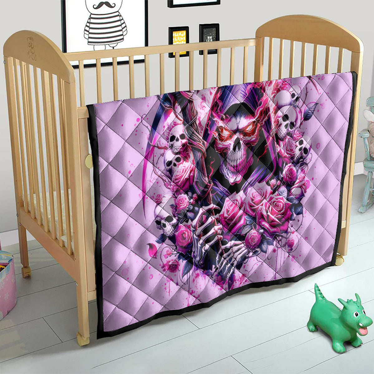 Reaper Skull Quilt Warning This Tattooed Girl Doesn't Play Well With Stupid People - Wonder Print Shop