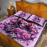 Reaper Skull Quilt Bed Set Warning This Tattooed Girl Doesn't Play Well With Stupid People - Wonder Print Shop