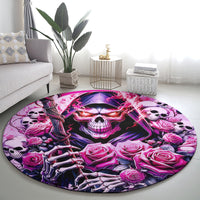 Reaper Skull Round Carpet Warning This Tattooed Girl Doesn't Play Well With Stupid People