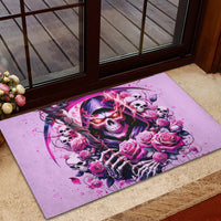 Reaper Skull Rubber Doormat Warning This Tattooed Girl Doesn't Play Well With Stupid People - Wonder Print Shop