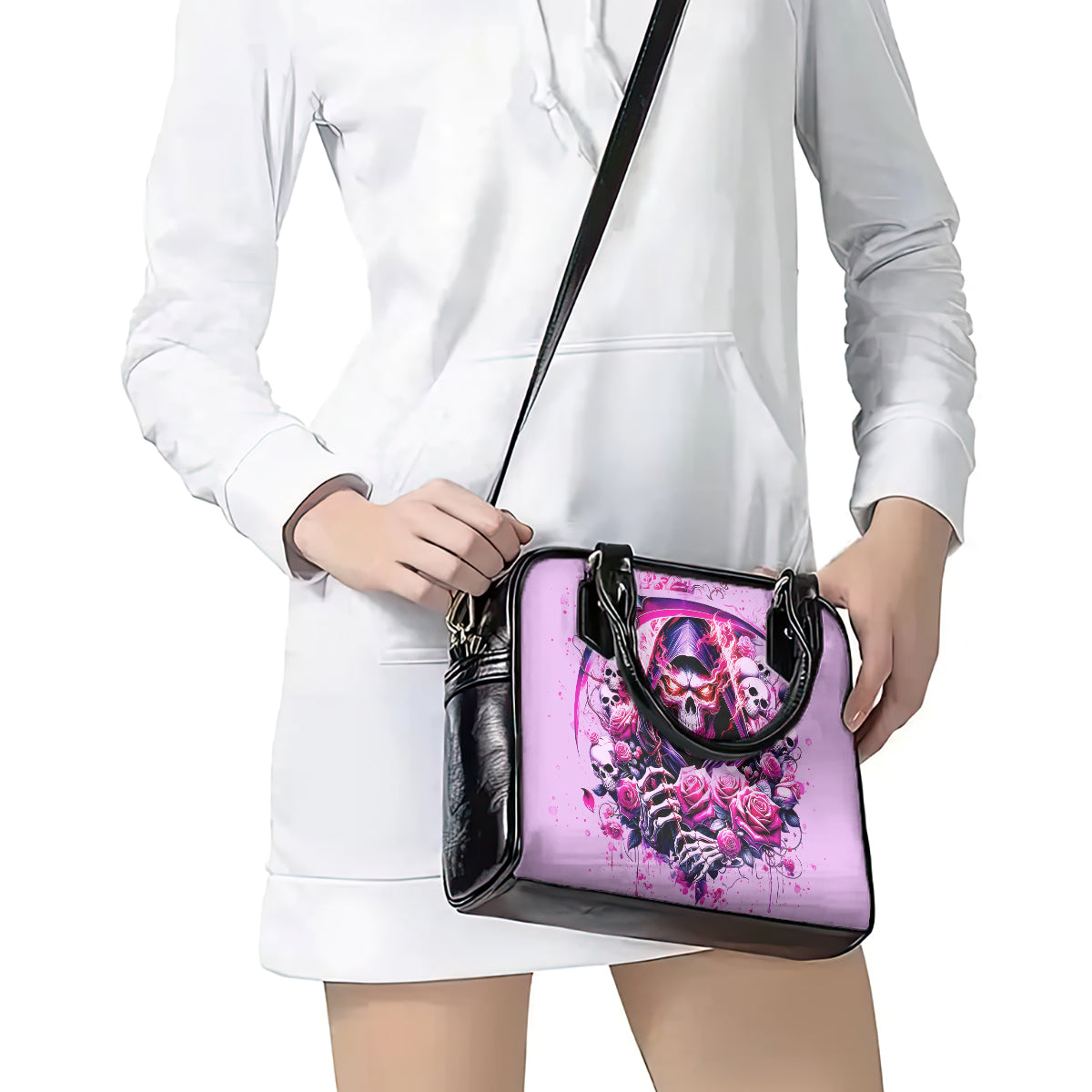 Reaper Skull Shoulder Handbag Warning This Tattooed Girl Doesn't Play Well With Stupid People