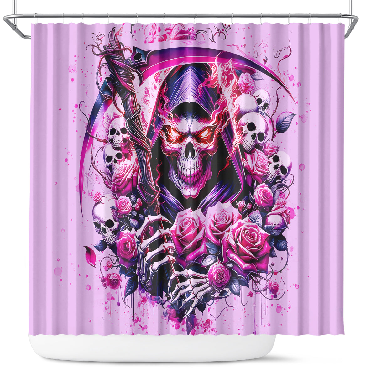 Reaper Skull Shower Curtain Warning This Tattooed Girl Doesn't Play Well With Stupid People