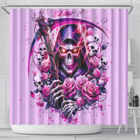 Reaper Skull Shower Curtain Warning This Tattooed Girl Doesn't Play Well With Stupid People