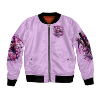 Reaper Skull Sleeve Zip Bomber Jacket Warning This Tattooed Girl Doesn't Play Well With Stupid People - Wonder Print Shop