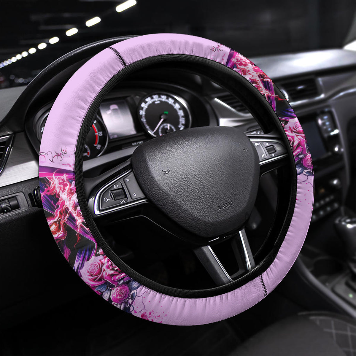 Reaper Skull Steering Wheel Cover Warning This Tattooed Girl Doesn't Play Well With Stupid People - Wonder Print Shop