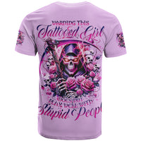 Reaper Skull T Shirt Warning This Tattooed Girl Doesn't Play Well With Stupid People - Wonder Print Shop