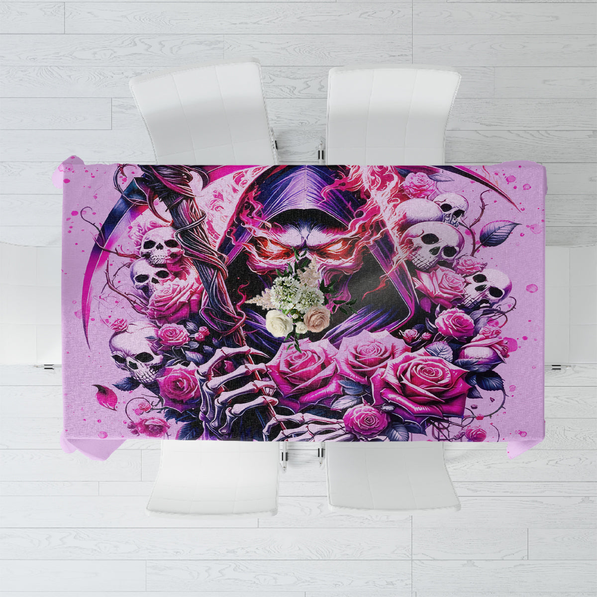 Reaper Skull Tablecloth Warning This Tattooed Girl Doesn't Play Well With Stupid People - Wonder Print Shop