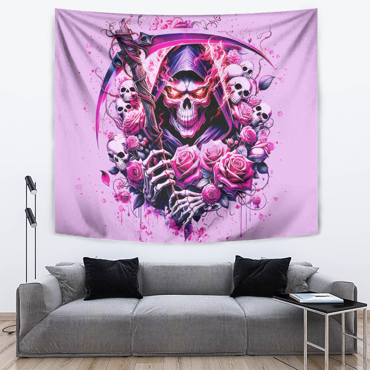 Reaper Skull Tapestry Warning This Tattooed Girl Doesn't Play Well With Stupid People - Wonder Print Shop