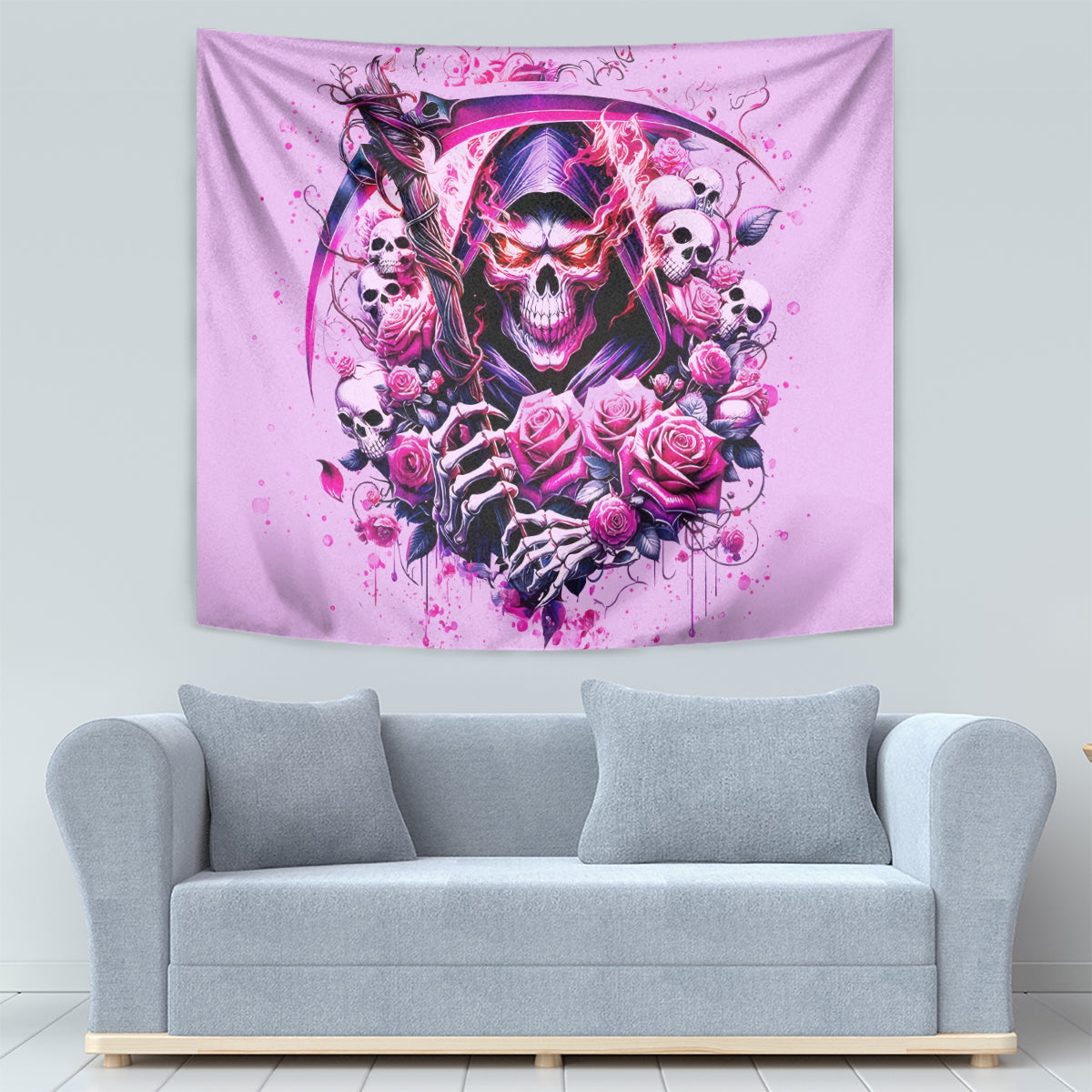 Reaper Skull Tapestry Warning This Tattooed Girl Doesn't Play Well With Stupid People - Wonder Print Shop