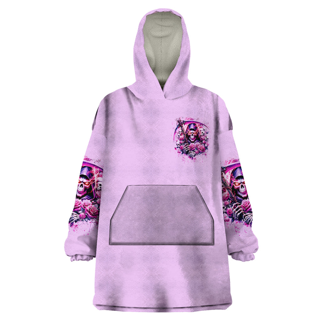 Reaper Skull Wearable Blanket Hoodie Warning This Tattooed Girl Doesn't Play Well With Stupid People - Wonder Print Shop