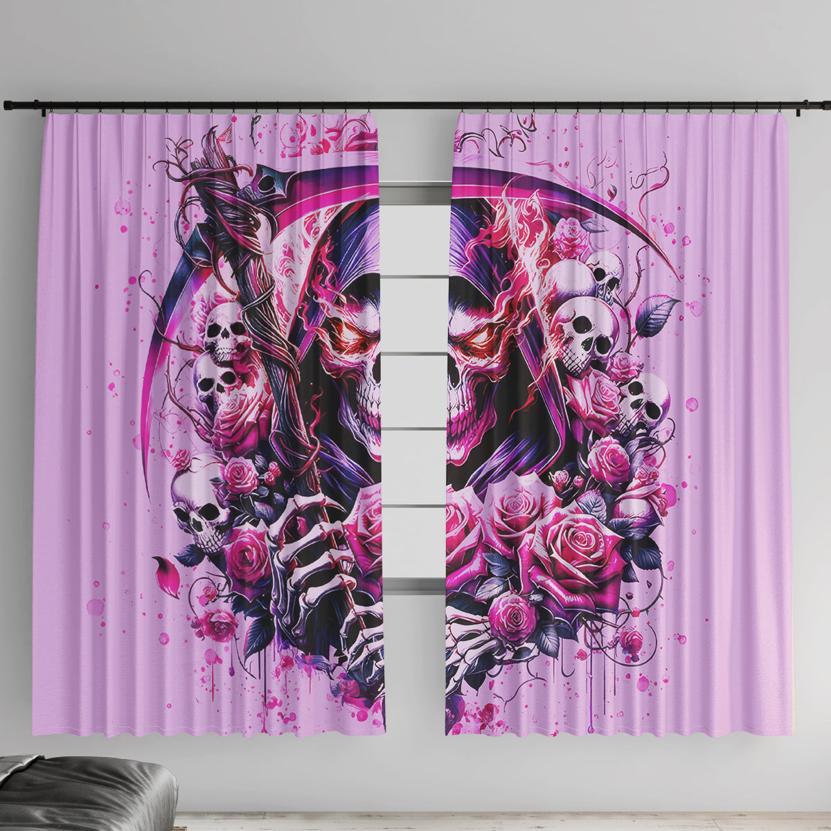 Reaper Skull Window Curtain Warning This Tattooed Girl Doesn't Play Well With Stupid People - Wonder Print Shop