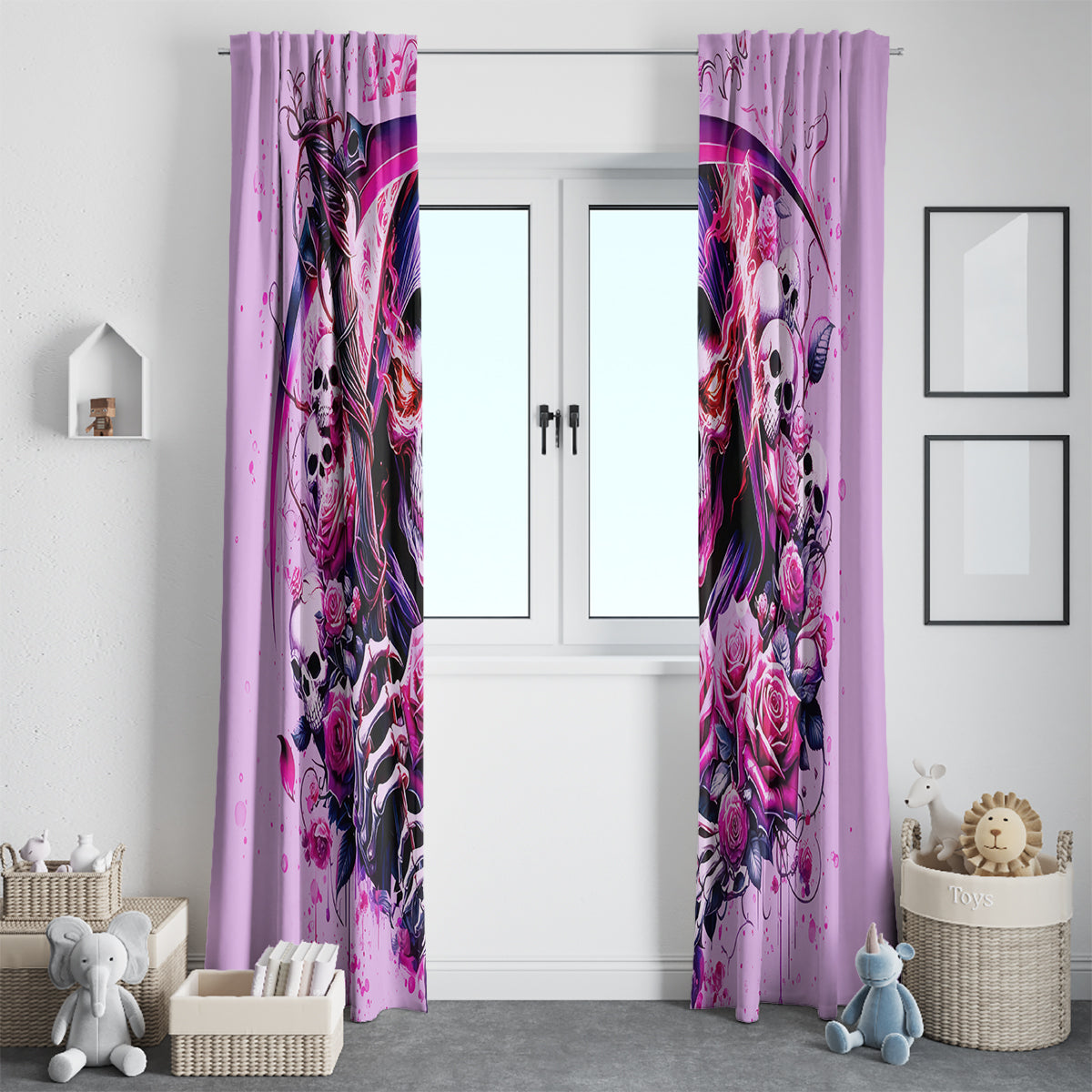 Reaper Skull Window Curtain Warning This Tattooed Girl Doesn't Play Well With Stupid People - Wonder Print Shop