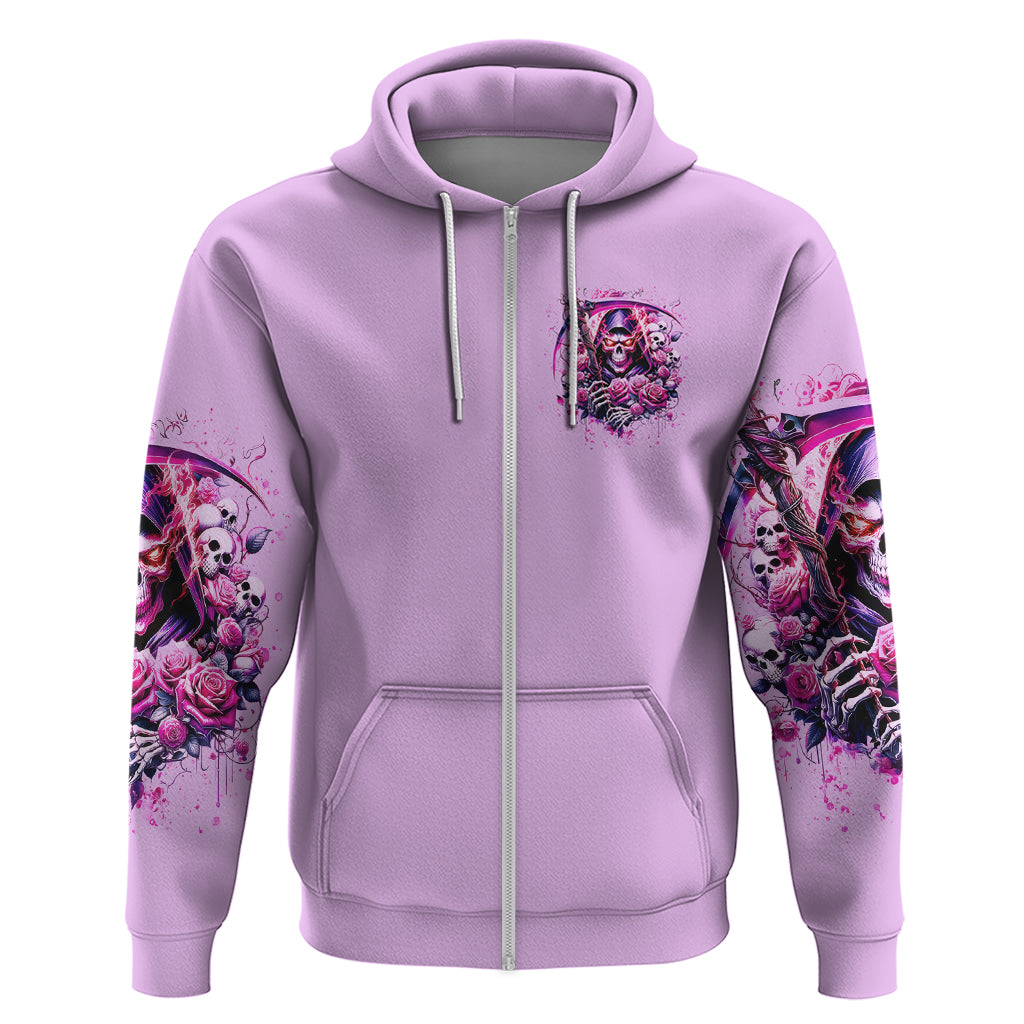 Reaper Skull Zip Hoodie Warning This Tattooed Girl Doesn't Play Well With Stupid People - Wonder Print Shop