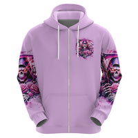 Reaper Skull Zip Hoodie Warning This Tattooed Girl Doesn't Play Well With Stupid People - Wonder Print Shop