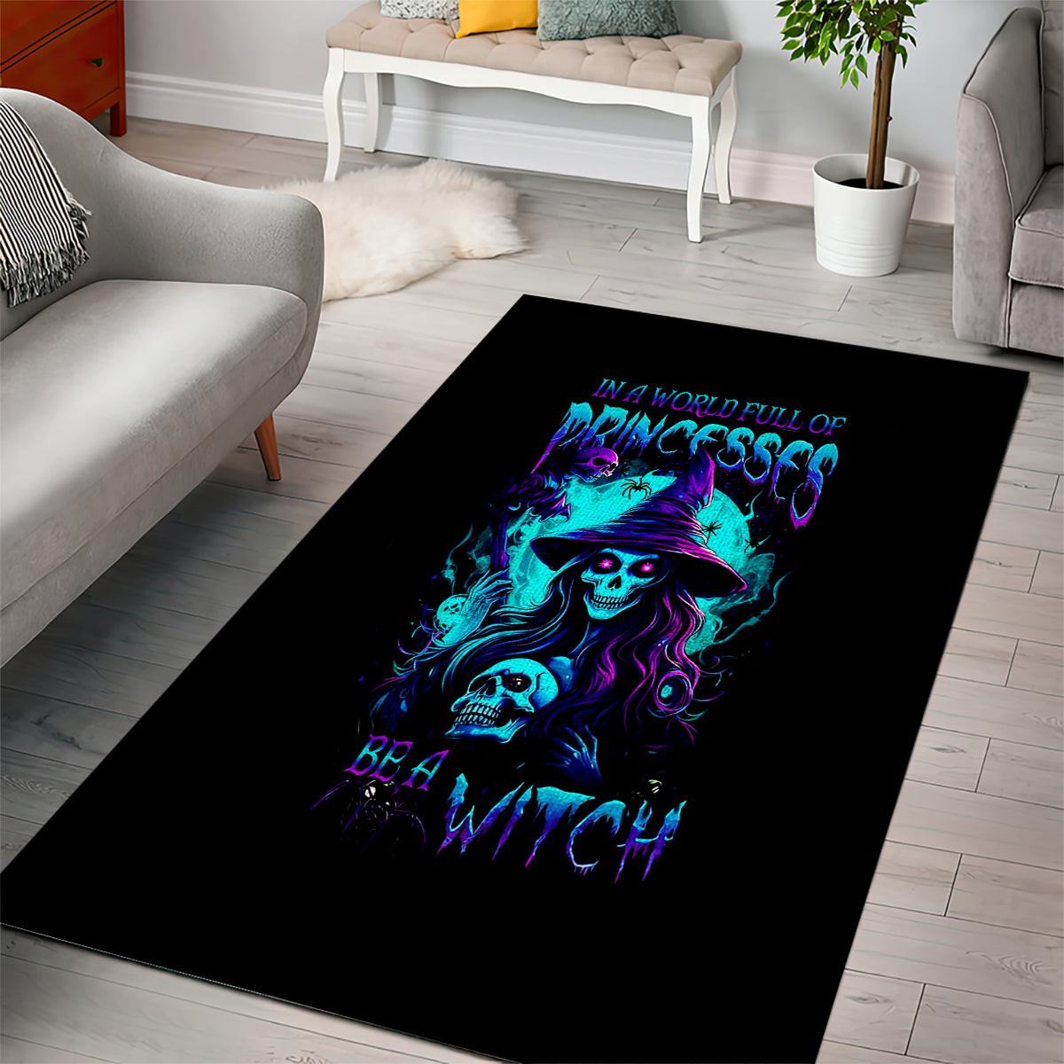 Witch Skull Area Rug In A World Full Of Princess Be A Witch - Wonder Print Shop