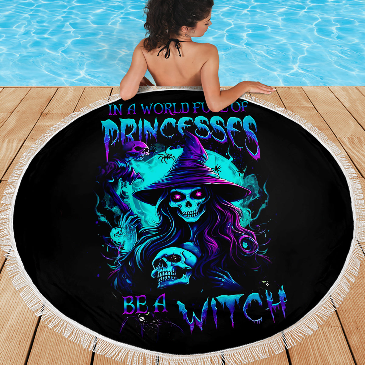 Witch Skull Beach Blanket In A World Full Of Princess Be A Witch - Wonder Print Shop