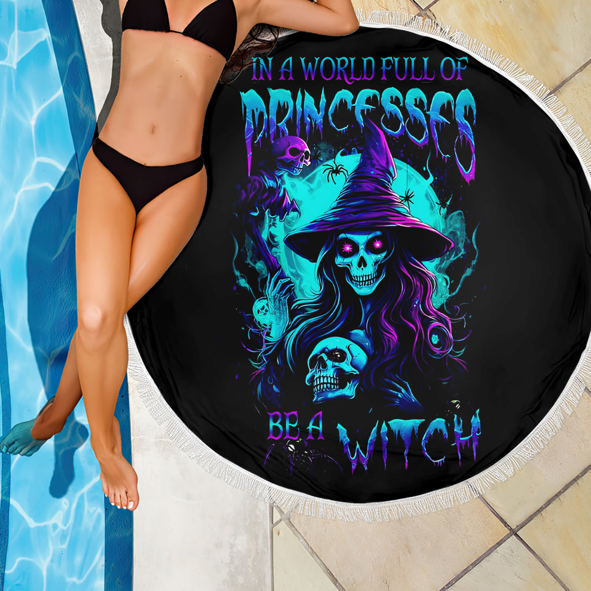 Witch Skull Beach Blanket In A World Full Of Princess Be A Witch - Wonder Print Shop