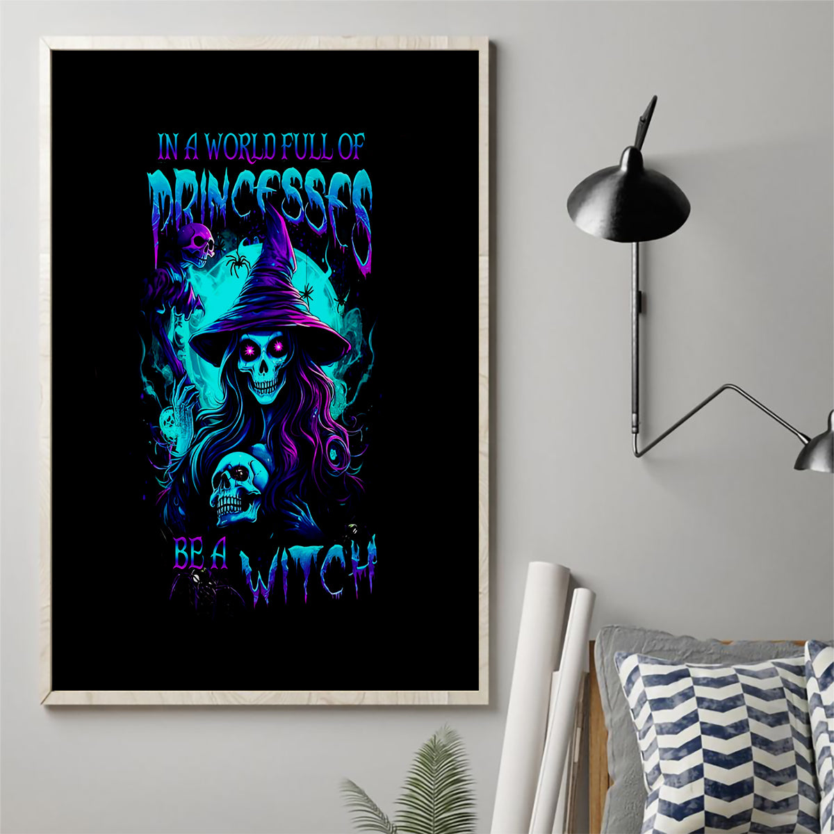 Witch Skull Canvas Wall Art In A World Full Of Princess Be A Witch - Wonder Print Shop