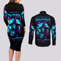 Witch Skull Couples Matching Long Sleeve Bodycon Dress and Long Sleeve Button Shirts In A World Full Of Princess Be A Witch - Wonder Print Shop