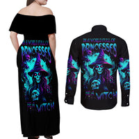 Witch Skull Couples Matching Off Shoulder Maxi Dress and Long Sleeve Button Shirts In A World Full Of Princess Be A Witch - Wonder Print Shop