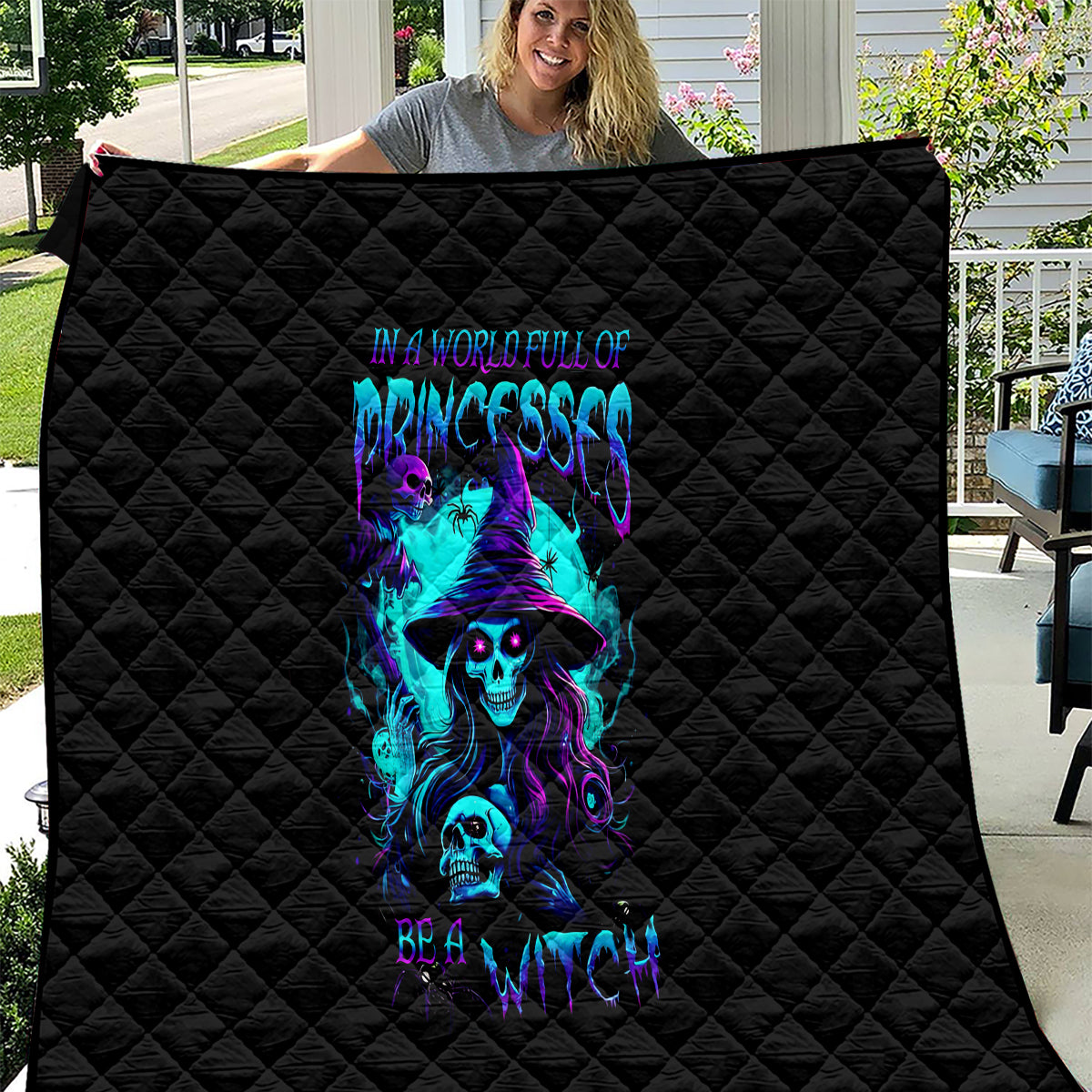 Witch Skull Quilt In A World Full Of Princess Be A Witch - Wonder Print Shop