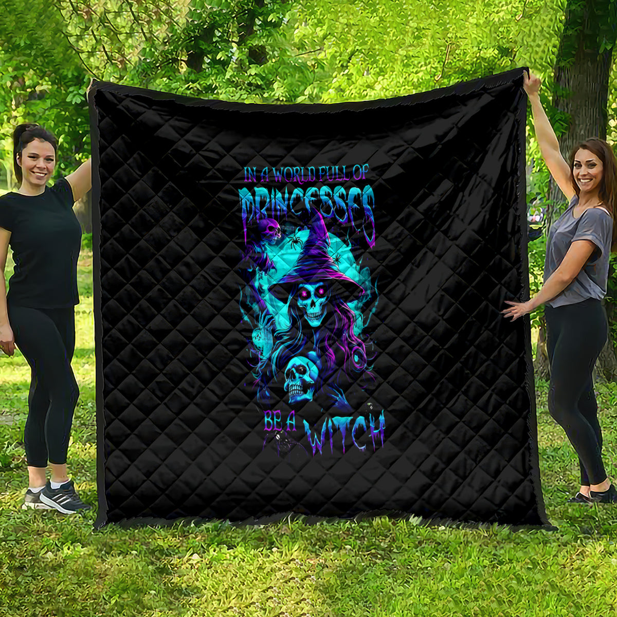 Witch Skull Quilt In A World Full Of Princess Be A Witch - Wonder Print Shop