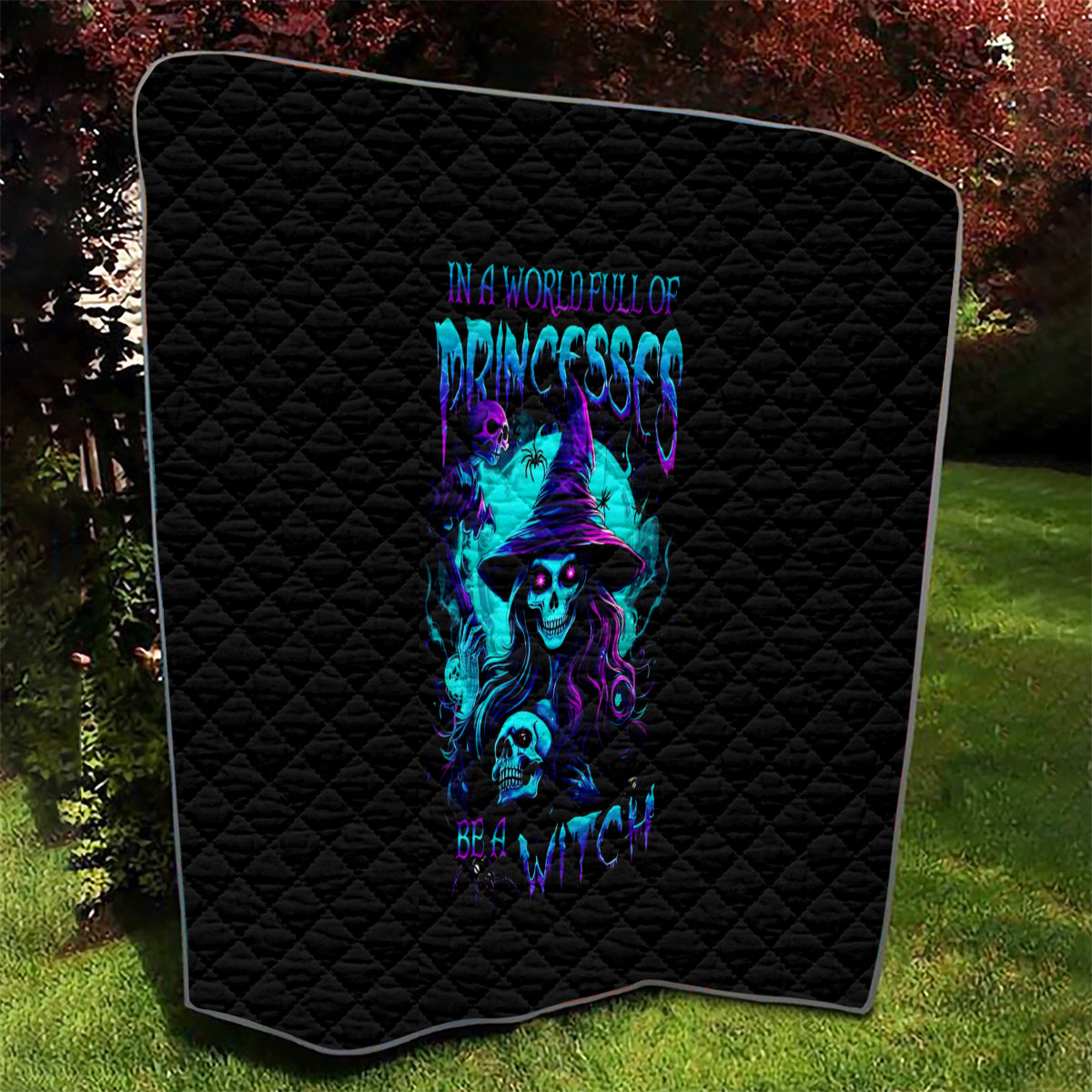 Witch Skull Quilt In A World Full Of Princess Be A Witch - Wonder Print Shop