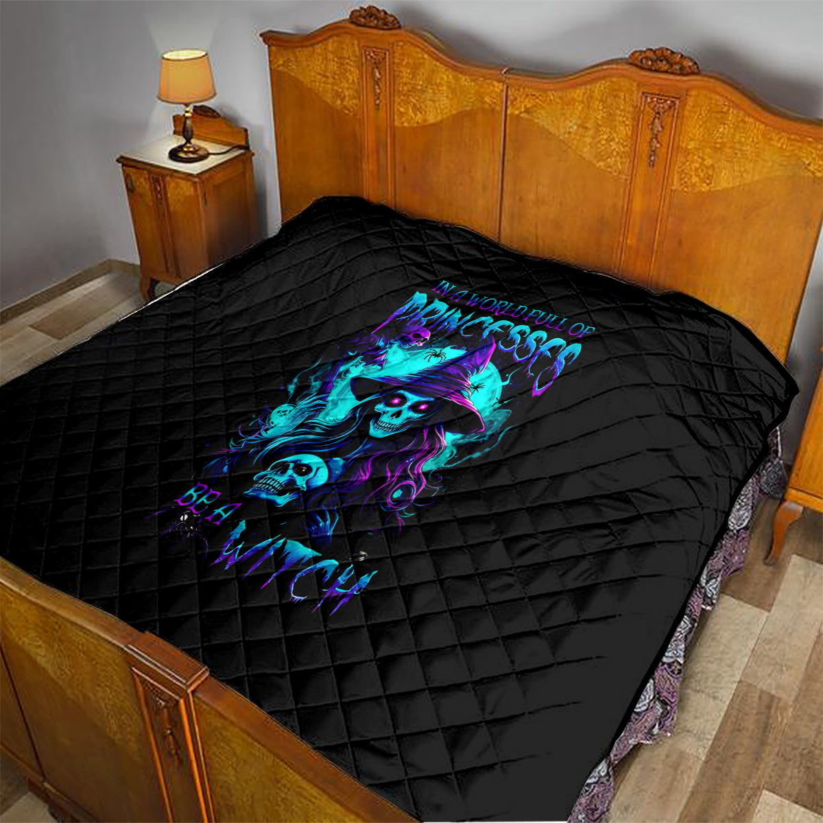 Witch Skull Quilt In A World Full Of Princess Be A Witch - Wonder Print Shop