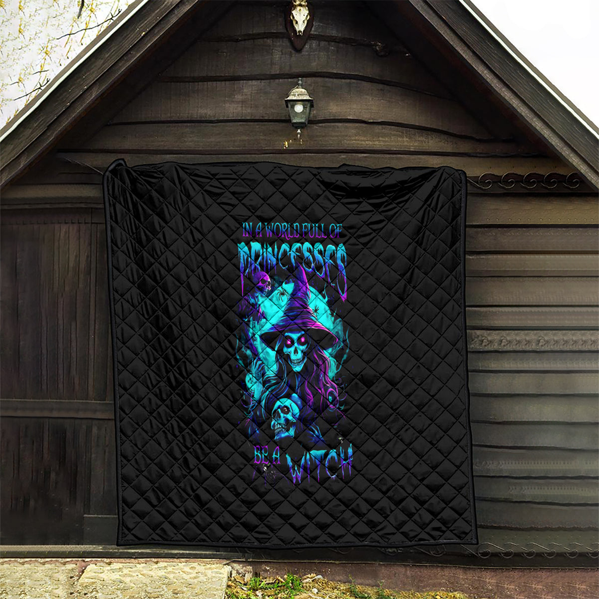 Witch Skull Quilt In A World Full Of Princess Be A Witch - Wonder Print Shop