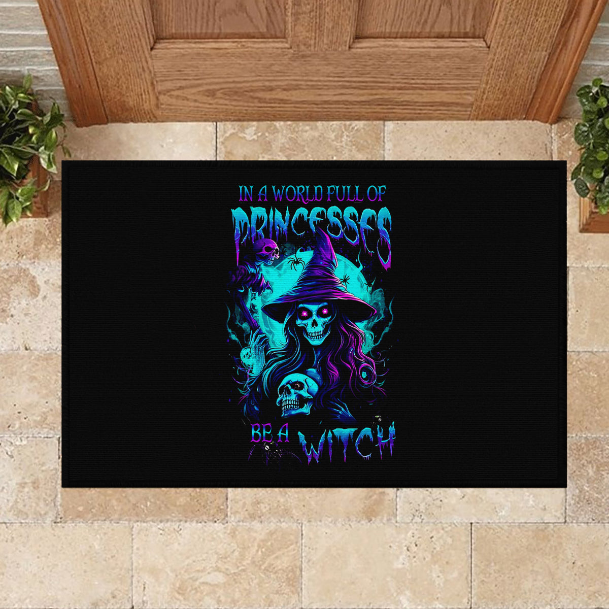 Witch Skull Rubber Doormat In A World Full Of Princess Be A Witch - Wonder Print Shop