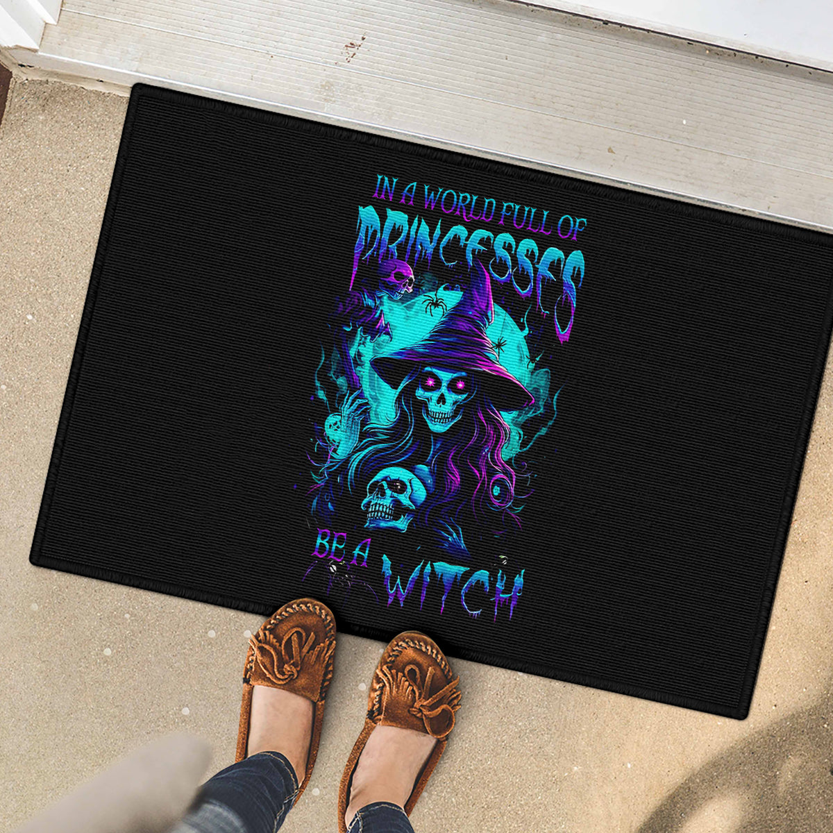 Witch Skull Rubber Doormat In A World Full Of Princess Be A Witch - Wonder Print Shop