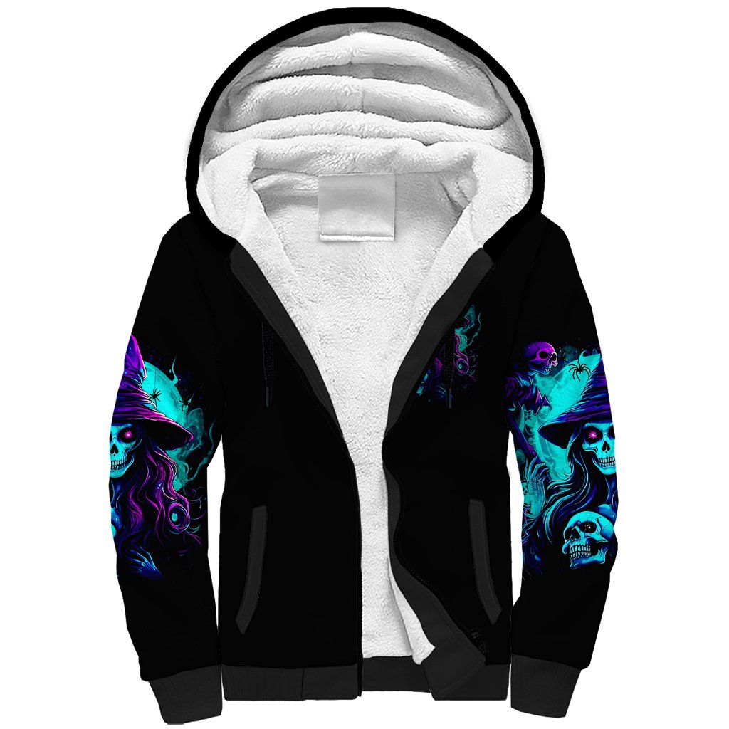 Witch Skull Sherpa Hoodie In A World Full Of Princess Be A Witch - Wonder Print Shop