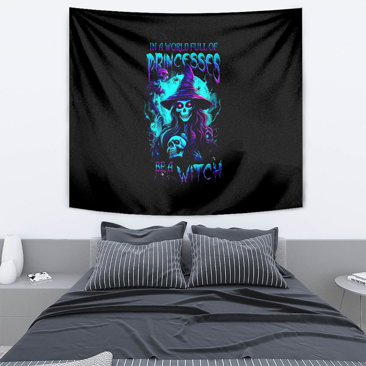 Witch Skull Tapestry In A World Full Of Princess Be A Witch - Wonder Print Shop
