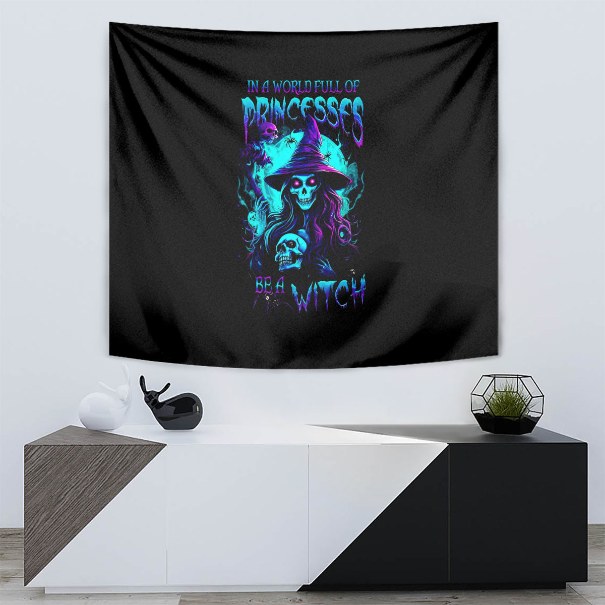 Witch Skull Tapestry In A World Full Of Princess Be A Witch - Wonder Print Shop