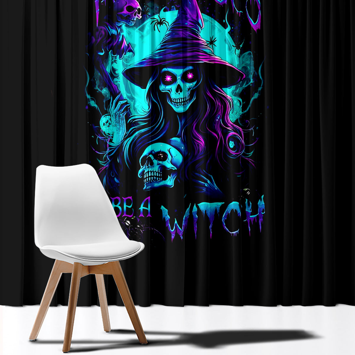 Witch Skull Window Curtain In A World Full Of Princess Be A Witch - Wonder Print Shop