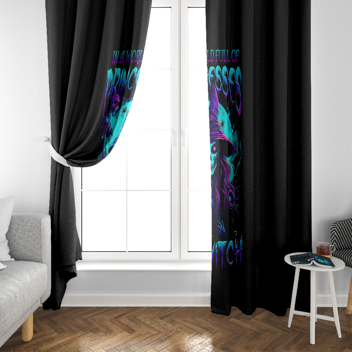 Witch Skull Window Curtain In A World Full Of Princess Be A Witch - Wonder Print Shop